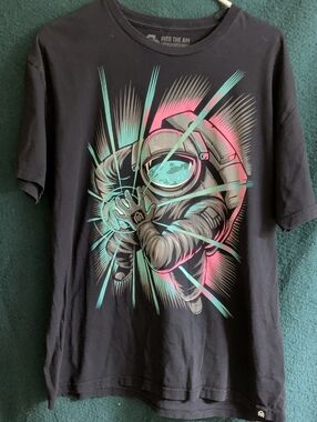 Into The AM Black Short-Sleeve Astronaut Graphic Tee